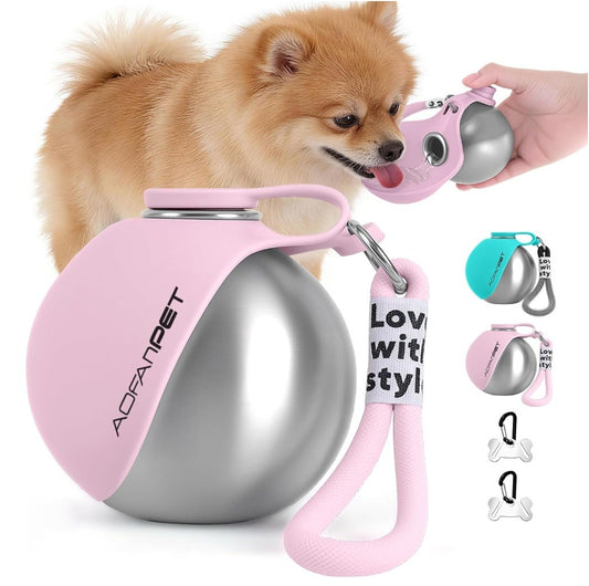 Portable Dog Water Bottle with Stainless Steel Bowl