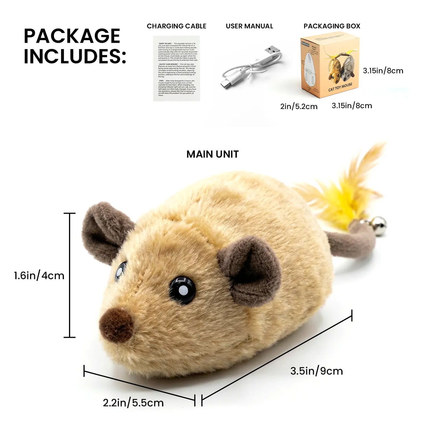 Interactive USB Rechargeable Electric Cat Toy – Engaging Random Movement Mouse for Active Indoor Fun