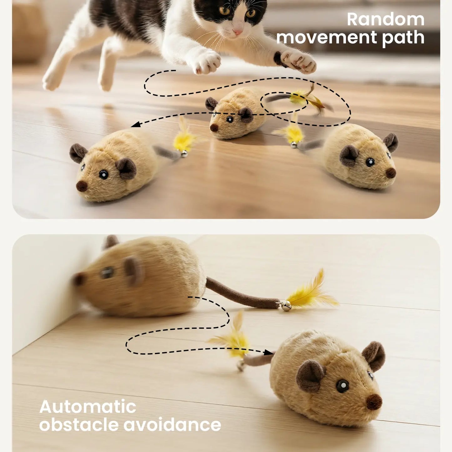 Interactive USB Rechargeable Electric Cat Toy – Engaging Random Movement Mouse for Active Indoor Fun