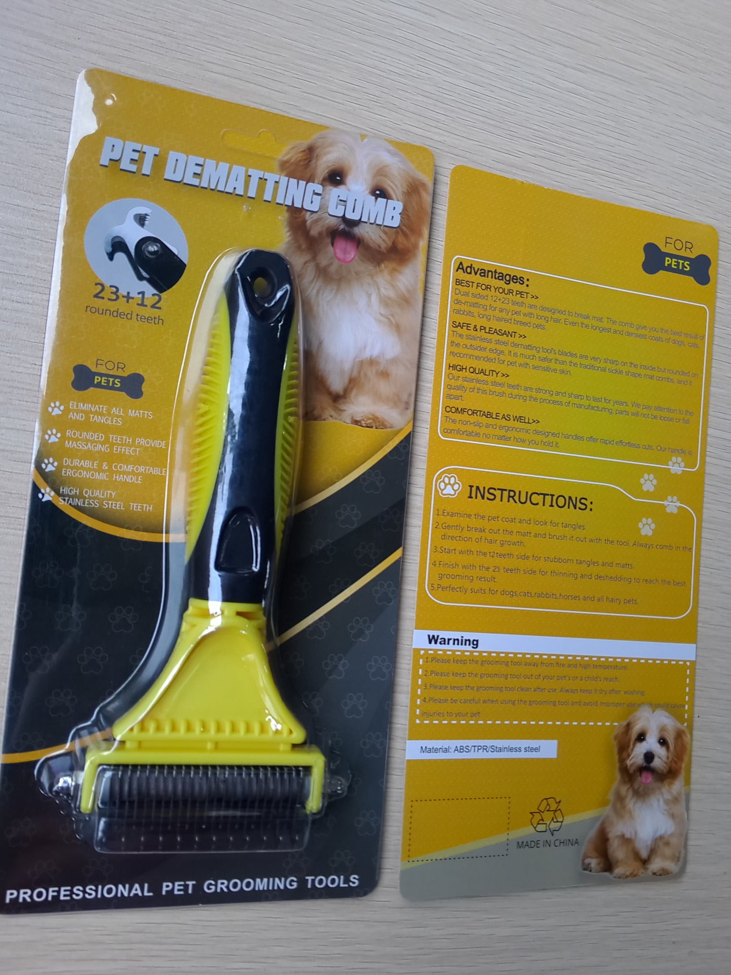 Double-Sided Dematting Brush – Stainless Steel Pet Comb