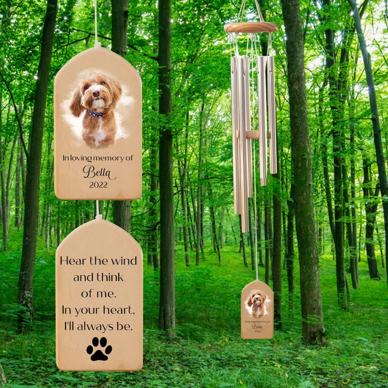 Customizable Dog Memorial Wind Chime - Heartwarming Tribute with Personalized Watercolor Portrait