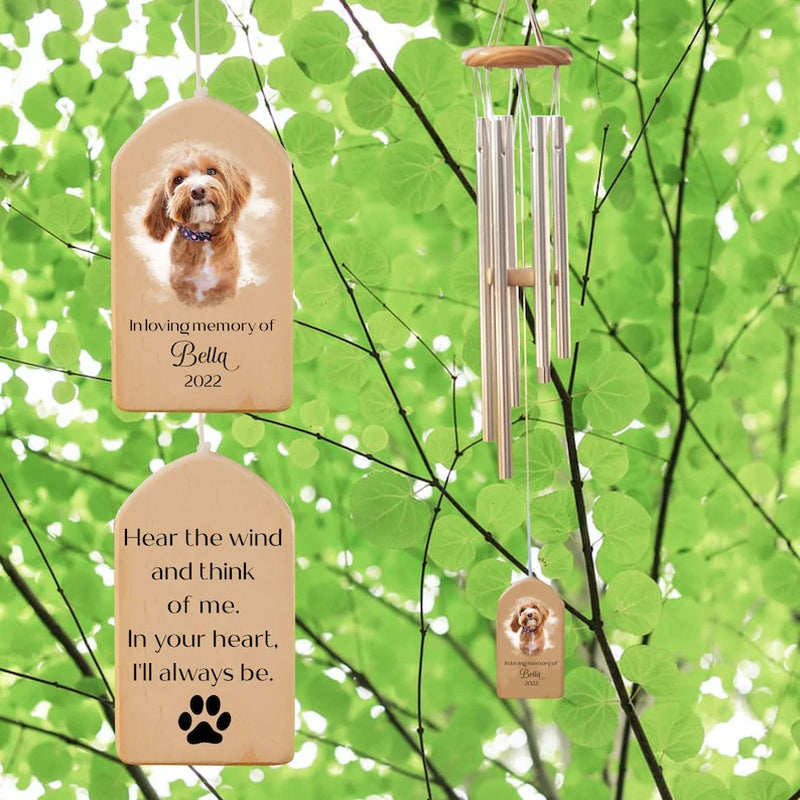 Customizable Dog Memorial Wind Chime - Heartwarming Tribute with Personalized Watercolor Portrait