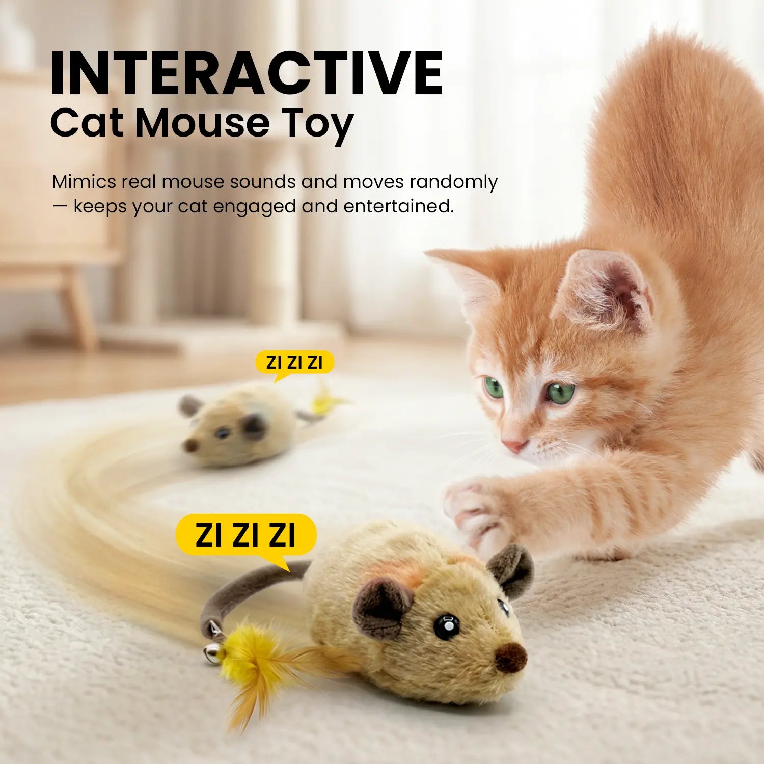 Interactive USB Rechargeable Electric Cat Toy – Engaging Random Movement Mouse for Active Indoor Fun