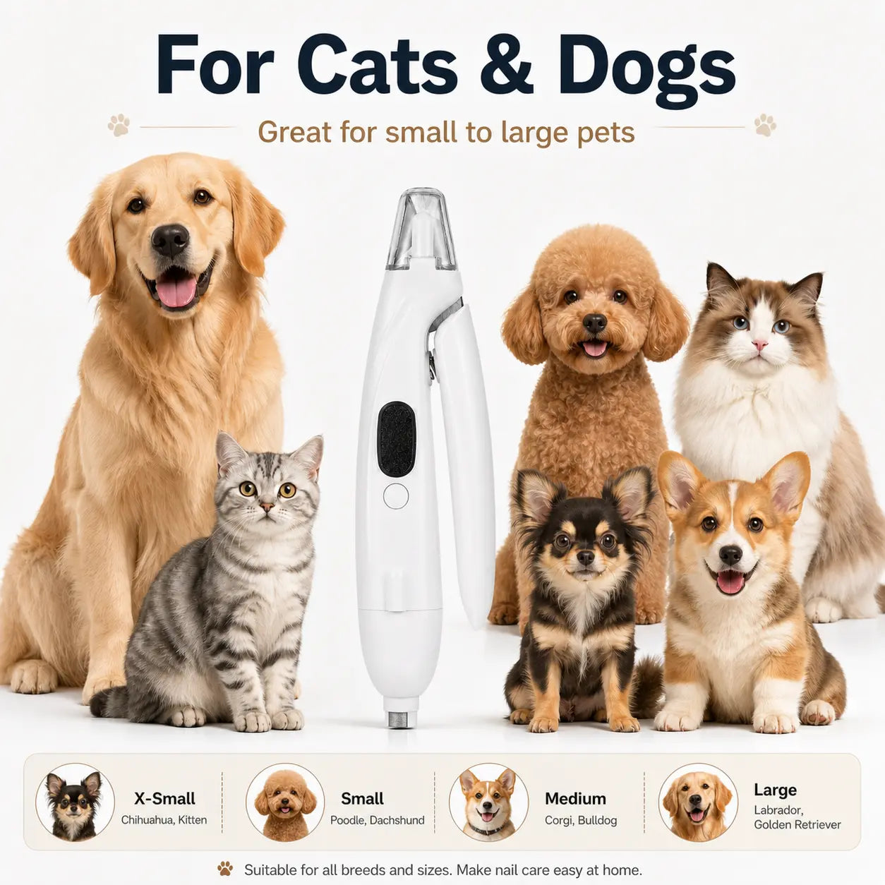 Ultimate 2-in-1 Rechargeable Pet Nail Clipper & Grinder with LED Light - Ideal for Dogs and Cats of All Sizes!
